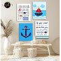Tableau Marin 4 Pièces pour Chambre de Garçon – Fraîcheur et Aventure Nautique