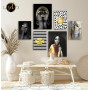 Tableau boho motif de femme black and gold six piéces