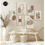 Tableau Boho Femme Minimaliste Marron Beige 6 Pièces – Élégance, Nature et Simplicité