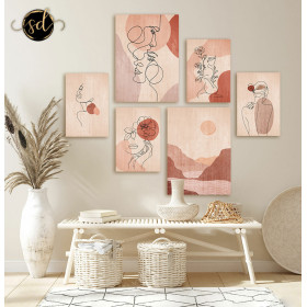 Tableau boho motif de femme minimaliste