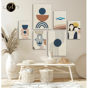 Tableau Boho Minimaliste Géométrique 6 Pièces – Simplicité, Chic et Calme Naturel
