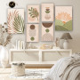 Tableau 6 Pièces Palmier Géométrique – Nuances Vertes, Style Moderne
