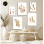 Tableau 5 Pièces Dent en Or – Fleurs Aquarelle, Style MédicalProfessionnel