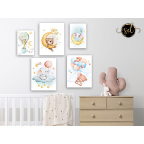 Tableau 5 Pièces Chambre Bébé – Douceur, Style Apaisant