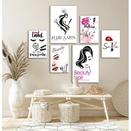 Tableau 6 Pièces Make Up – Beauté, Style Moderne