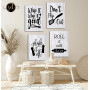 Tableau Cuisine 4 Pièces – Messages Originaux en Noir et Blanc, Décoration Moderne et ÉléganteCuisine