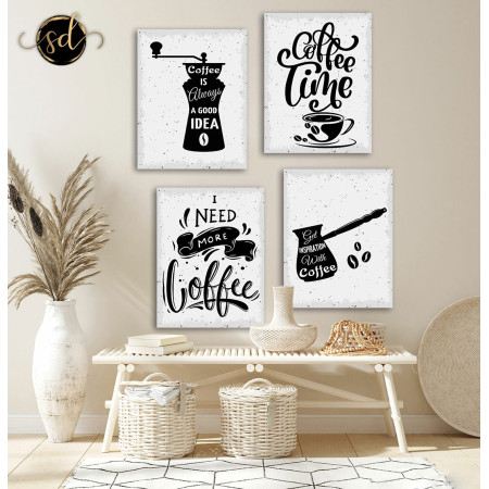 Tableau coffe time noir et blanc