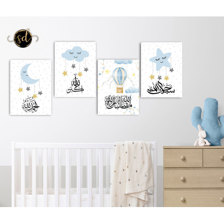 Tableau bleu ciel chambre bébé garçon