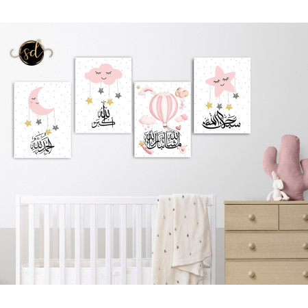 Tableau rose chambre bébé fille