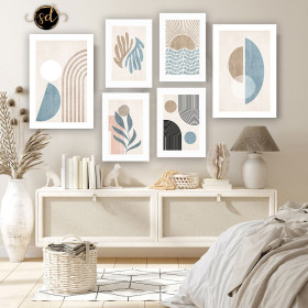 Tableau six piéces collection scandinaves bleu marron