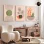 Tableau motifs scandinaves 3 pièces vert orangé