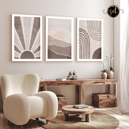 Tableau trois piéces brown boho sun and mountain