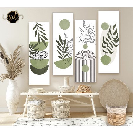 Tableaux unifome boho abstrait vert