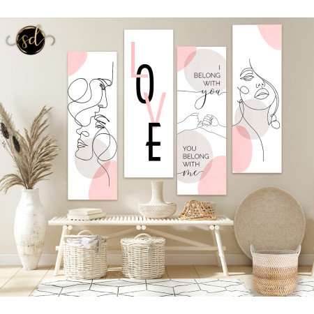 Tableaux unifome boho minimaliste rose