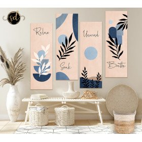 Tableaux unifome boho abstrait bleu sur fond beige