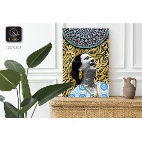 Tableaux Oum kalthoum mosaique bleu