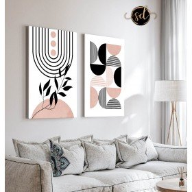 Tableau duo minimaliste rose et noir