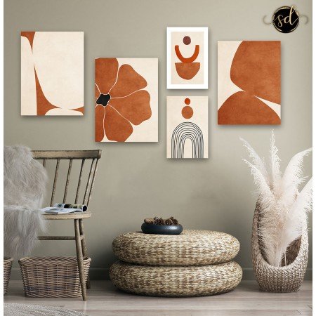 Tableau bohème minimaliste botanique terracotta