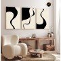 Tableau Trois Pièces Black White Boho Abstrait Ligne – Art Moderne Contrasté