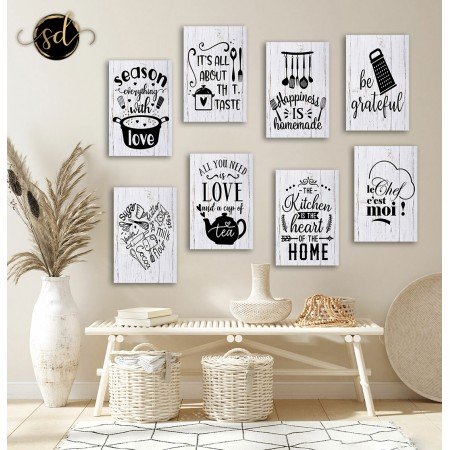 Série de Tableaux Moderne Noir et Blanc pour Cuisine – Art Mural Chic et Dynamique