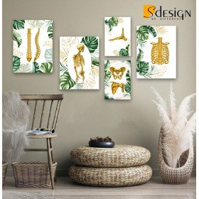 Tableau Anatomie Tropicale & Or – Art Décoratif Médical et Naturel