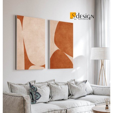 Tableau duo minimaliste beige terracotta
