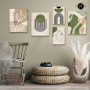 Tableau Boho Stylé 5 Pièces Vert et Beige – Minimaliste et Élégant