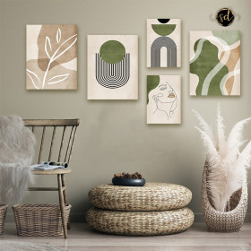 Tableau boho stylé vert et beige