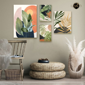 Tableau Tropical Quatre Pièces – Vibrant, Exotique et Élégant