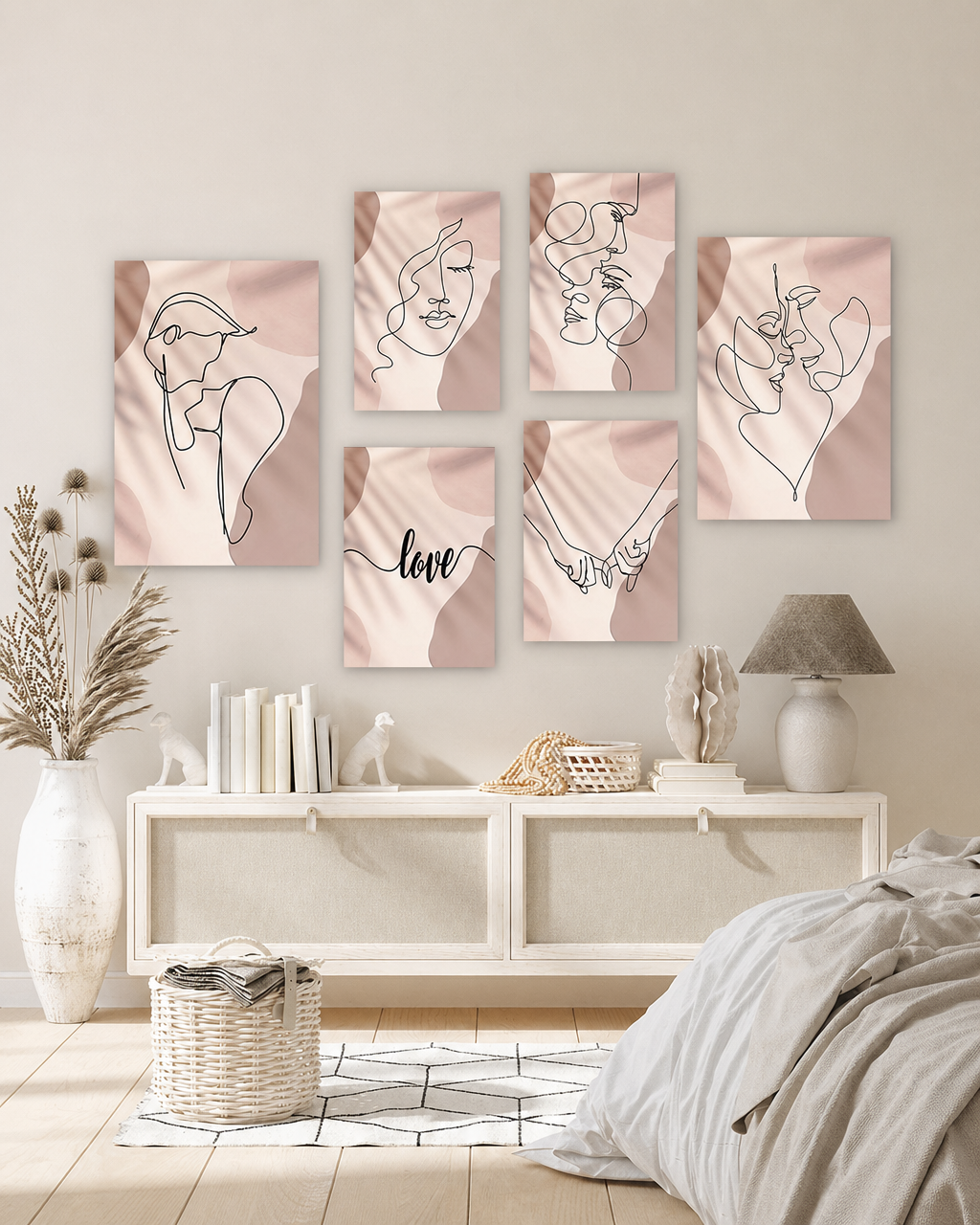 Tableau Minimaliste Couple Amoureux – Intimité, Romantisme et Élégance Épurée