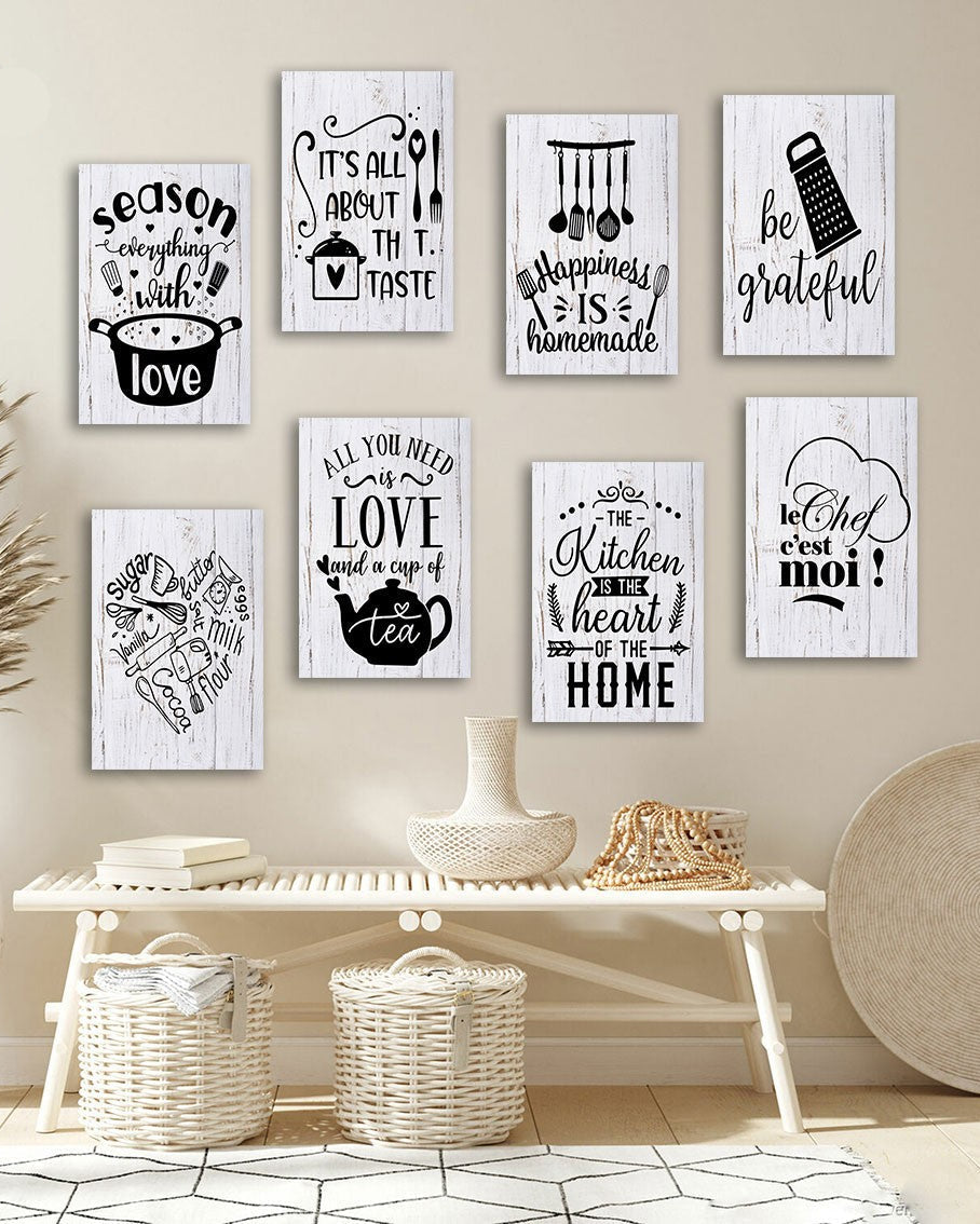 Série de Tableaux Moderne Noir et Blanc pour Cuisine – Élégance et Inspiration
