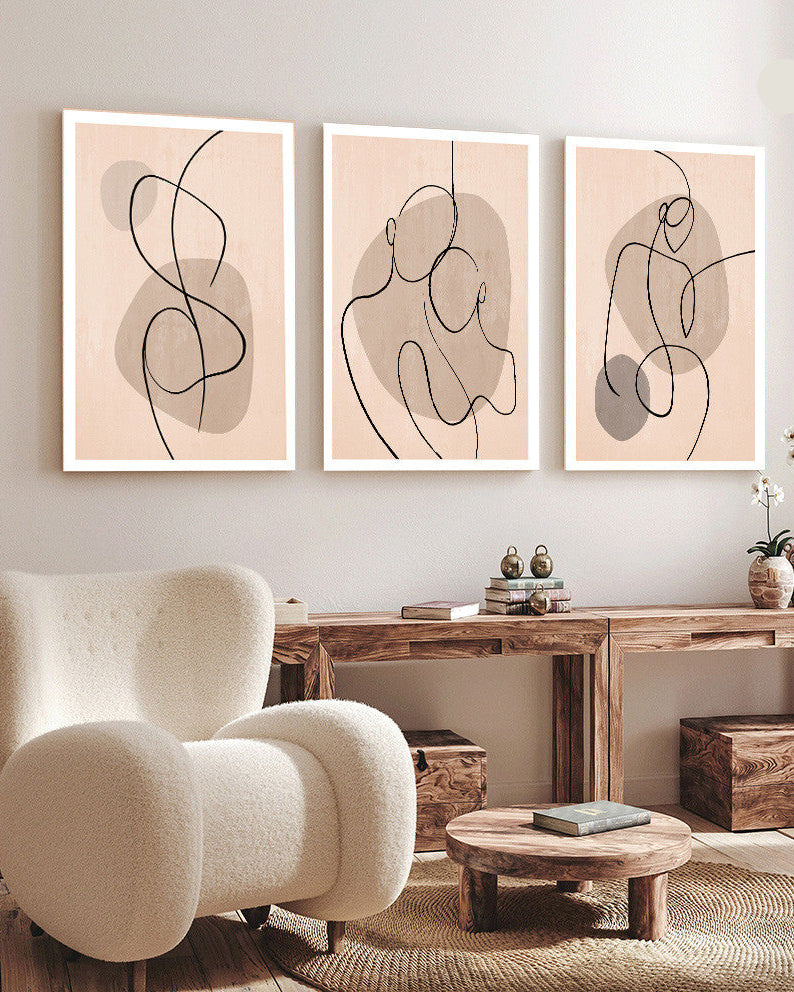 Tableau  3 piéces minimaliste pour chambre parent
