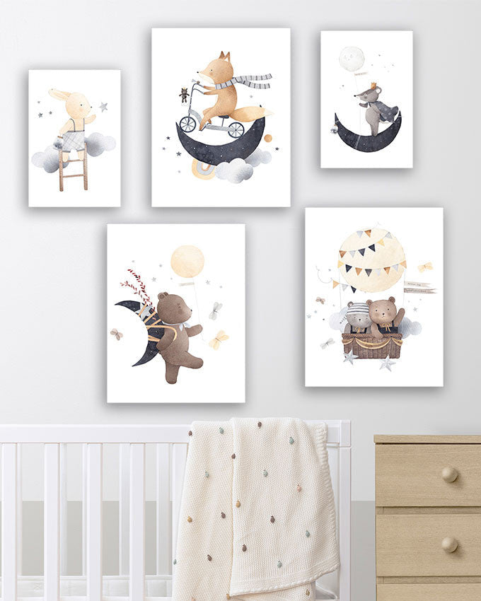 Tableau 5 Pièces Baby Ourson – Douceur, Style Cosy