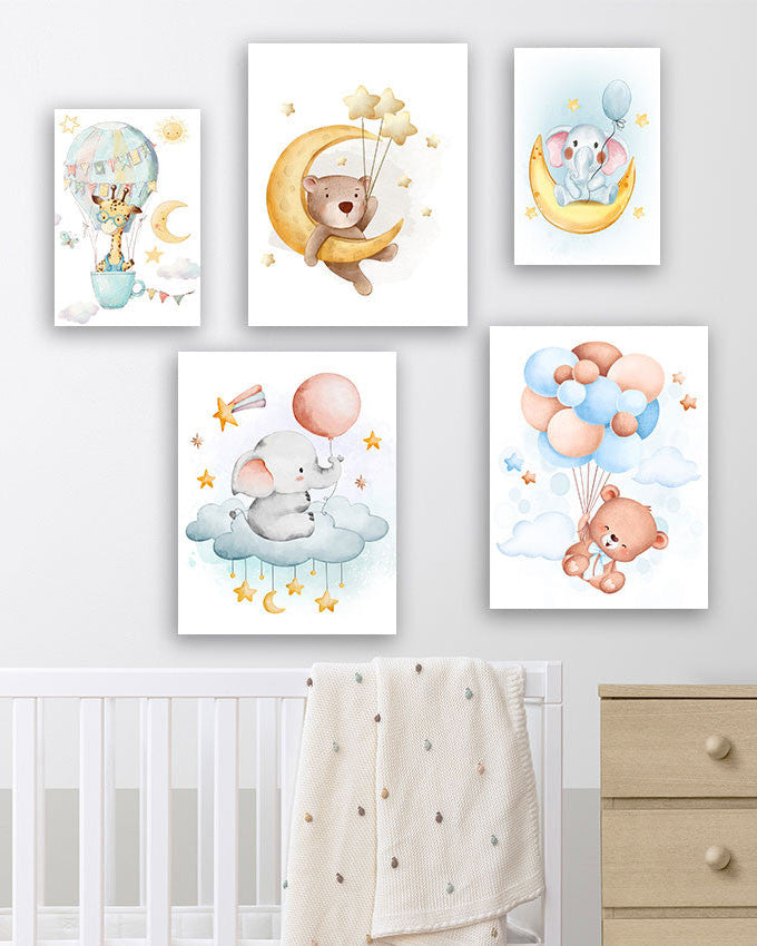Tableau 5 Pièces Chambre Bébé – Douceur, Style Apaisant