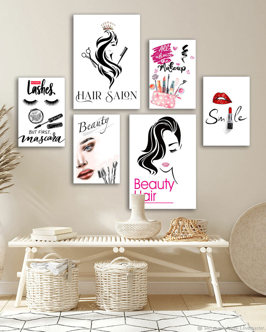 Tableau 6 Pièces Make Up – Beauté, Style Moderne