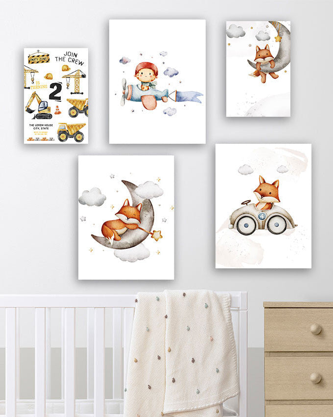 Tableau Angel Baby Boy 5 Pièces – Douceur, Protection et Sérénité pour Chambre d’Enfant