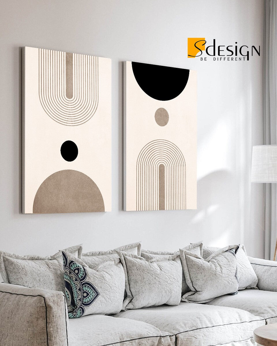 Tableau Duo Minimaliste Artline – Élégance Géométrique et Pureté Visuelle