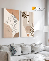 Tableau Duo Minimaliste Femme et Plante – Élégance Naturelle et Raffinée