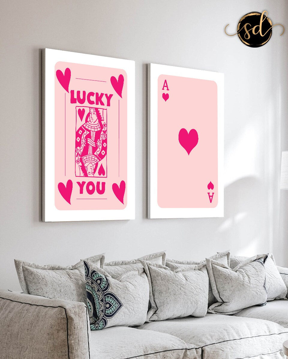 Tableau Duo – Pink Lucky Girl | Élégance moderne & féminine