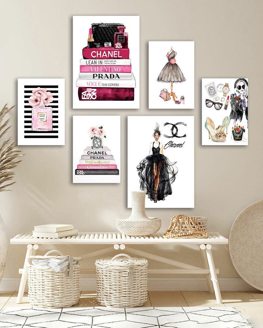 Tableau Fashion 6 Pièces – Silhouettes Stylisées et Design Chic