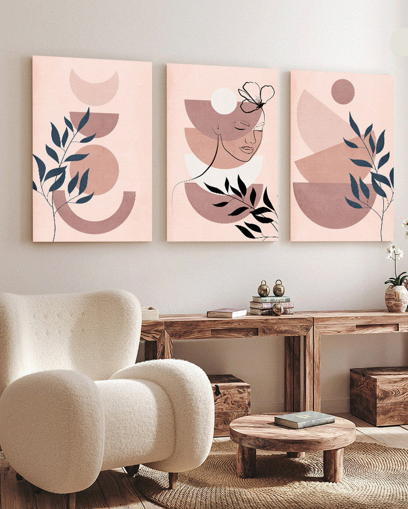 Tableau Motifs Géométriques Stylé – Triptyque Moderne 3 Pièces