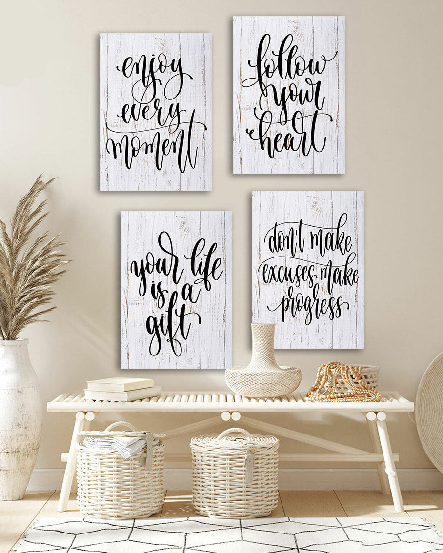 Ensemble de 4 Tableaux Décoratifs : Inspiration & Motivation