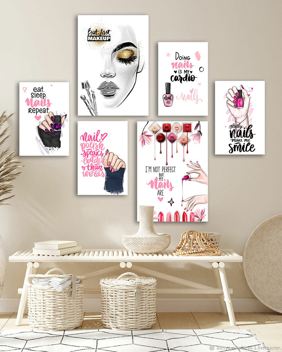 Tableau Nail Bar 6 Pièces