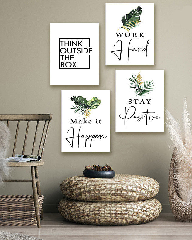 Tableau Positives Vibes – Ensemble 4 Pièces