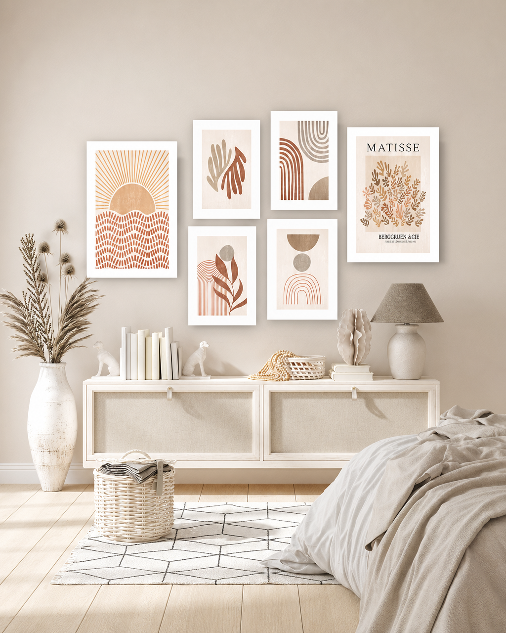 Tableau Six Pièces Collection Matisse Beige – Élégance Minimaliste et Artistique