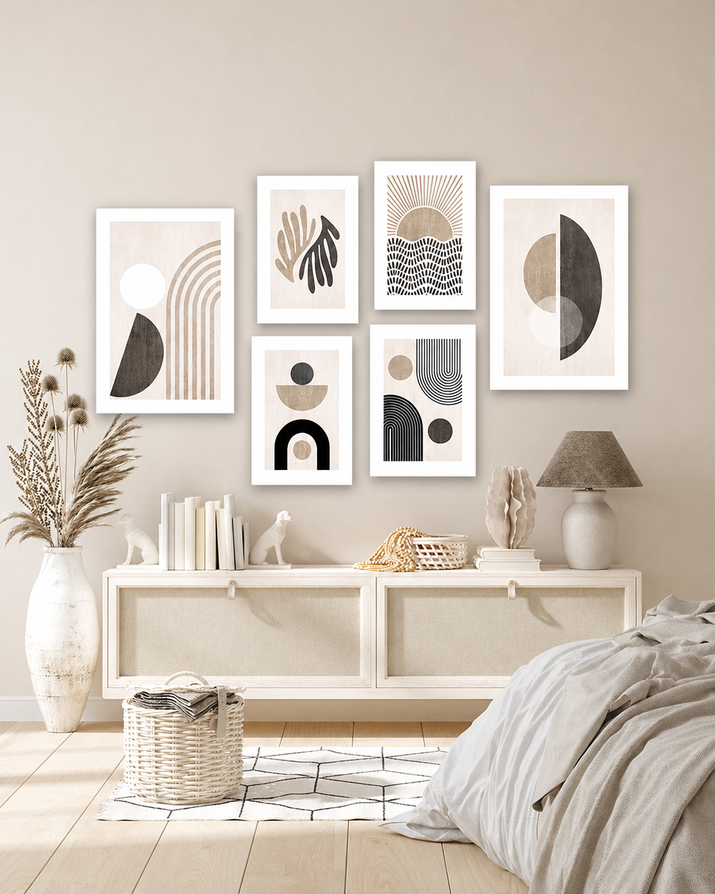 Tableau Six Pièces Collection Scandinave Beige Marron – Sérénité et Élégance Nordique