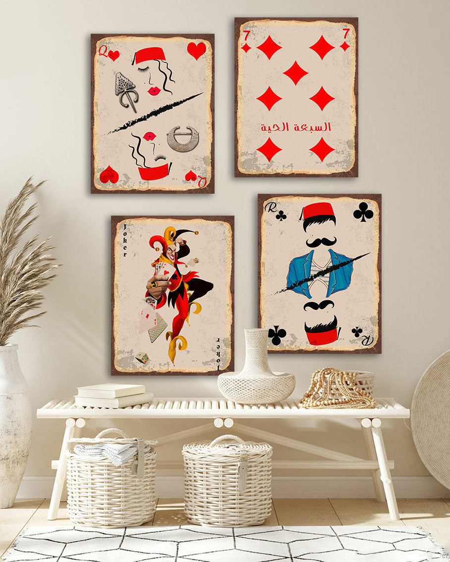 Tableau Style Tunisien – Jeu de Carte, Culture et Authenticité