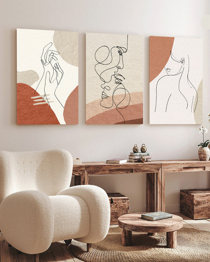 Tableau  trois piéces couple minimaliste
