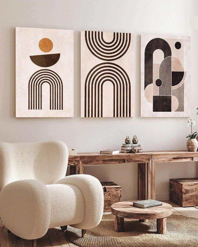 Tableau  trois piéces minimaliste marron beige