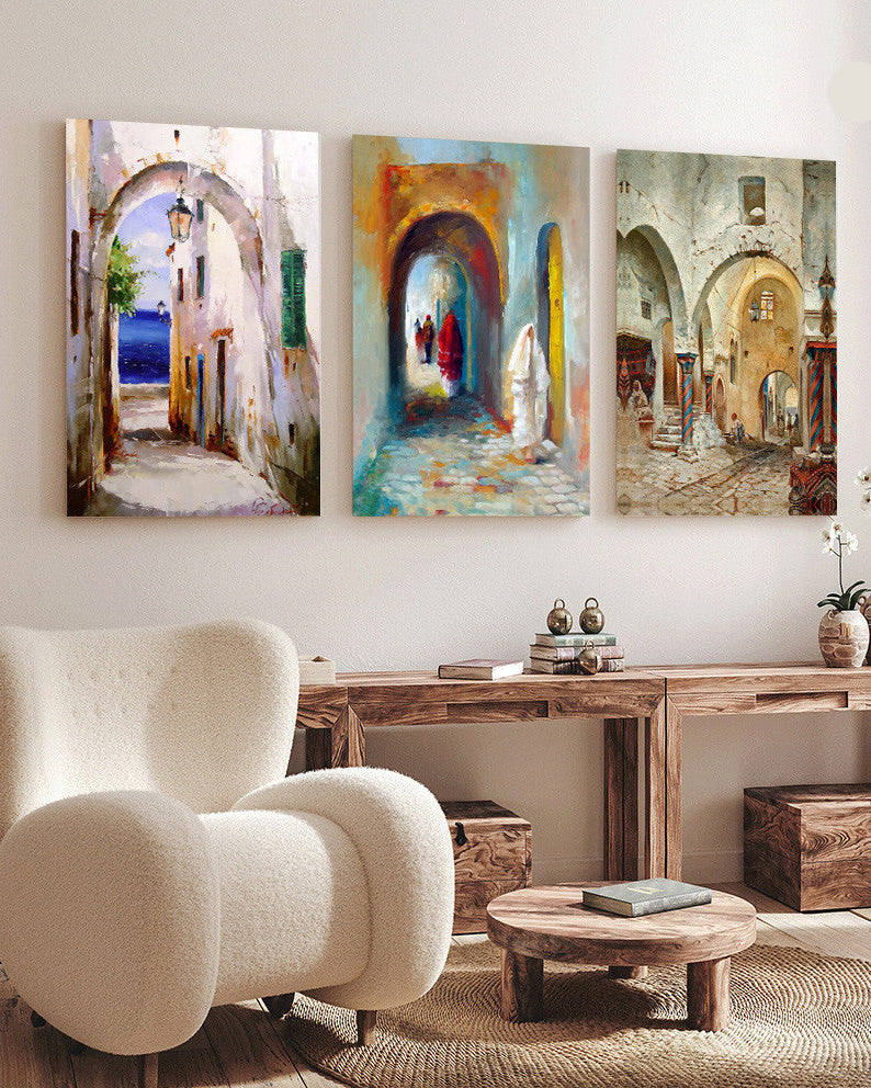 Tableau  trois pieces portrait rue orientale